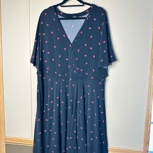 Torrid Black Midi Dress with Strawberry Pattern